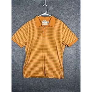 American Eagle Vintage Slim Fit Polo Mens‎ Large Orange Striped Cotton Button Up